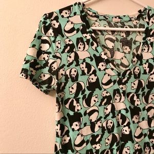 Urban Outfitters Panda V Neck Fitted T-Shirt Small